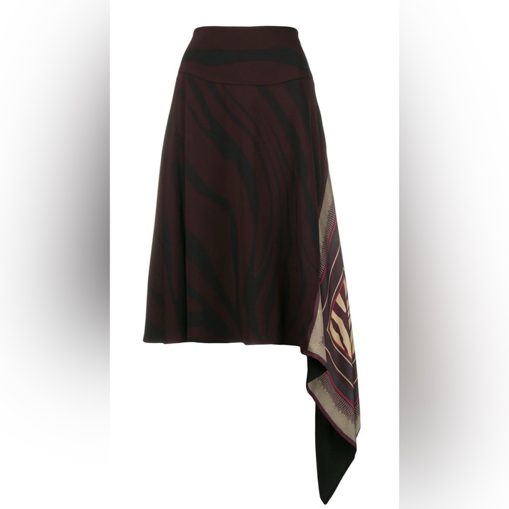 Roberto Cavalli Asymmetrical skirt, animal print. X-Small, Small, Medium, Large.